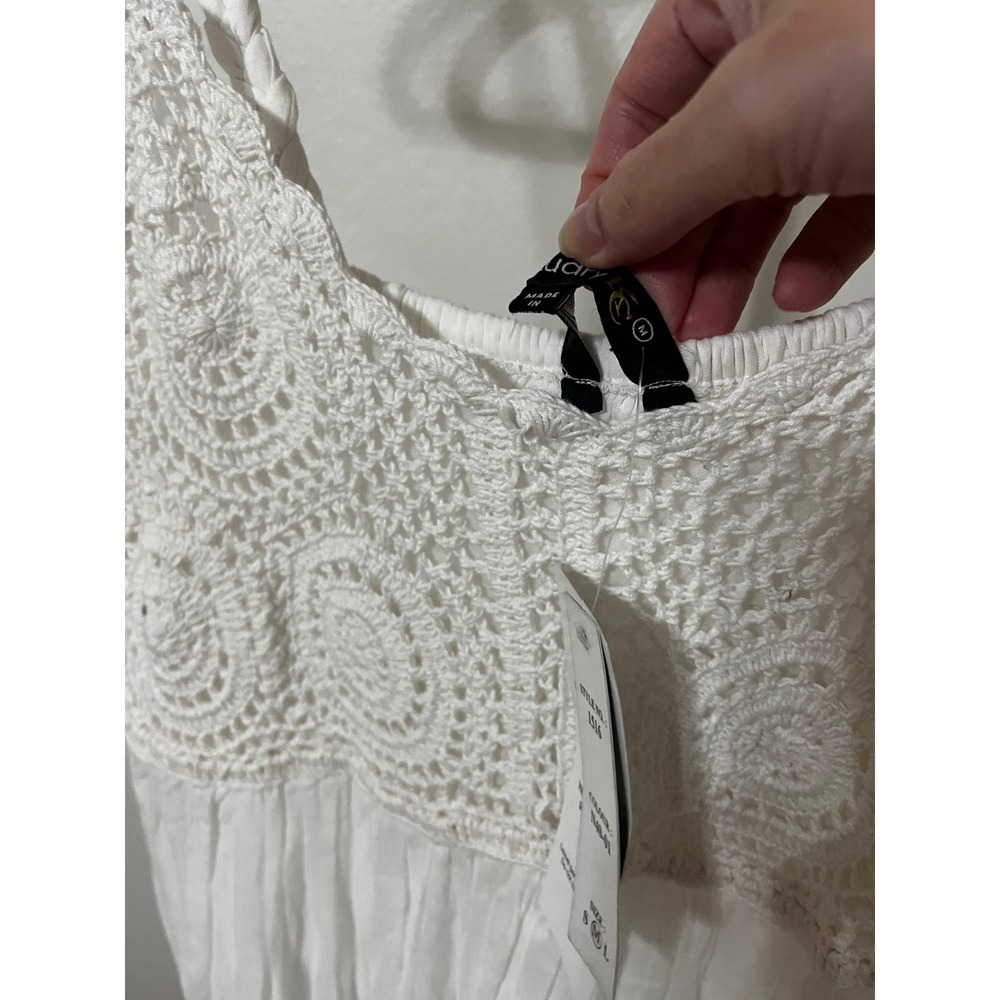NWT Chaudry KC Boho Embroidered Tiered Maxi Dress White Medium - Picture 6 of 7